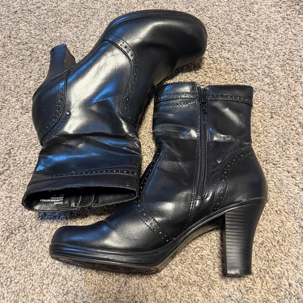 Mudd Black Ankle Boots Womens Size 9 Mid Heel Zip Booties Y2K - Picture 7 of 9
